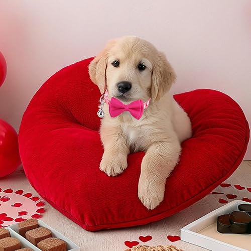 Miniatura 7 de PUPTECK Collar de cachorro con campana, paquete de 2 unidades, ajustable, lindo collar para cachorros con corbata de moño extraíble, dulce regalo