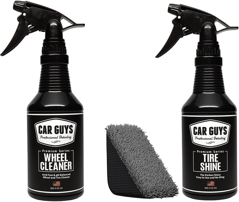 Kit de detalles de ruedas CAR GUYS | Brillo de neumáticos 18 oz y limpiador de ruedas 18 oz