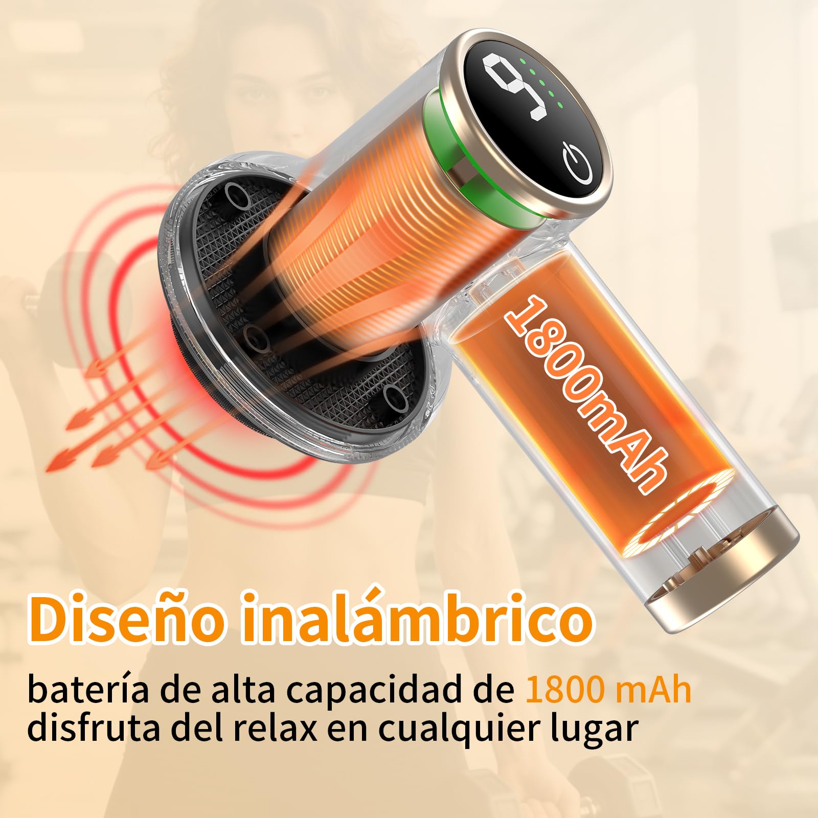 Masajeador Reductor y Anticelulítico Eléctrico, Masajeador Corporal de 9 Velocidades con Batería de Larga Duración, 8 Cabezales Intercambiables, Tonifica y Reduce Grasa en Brazos, Piernas, Negro
