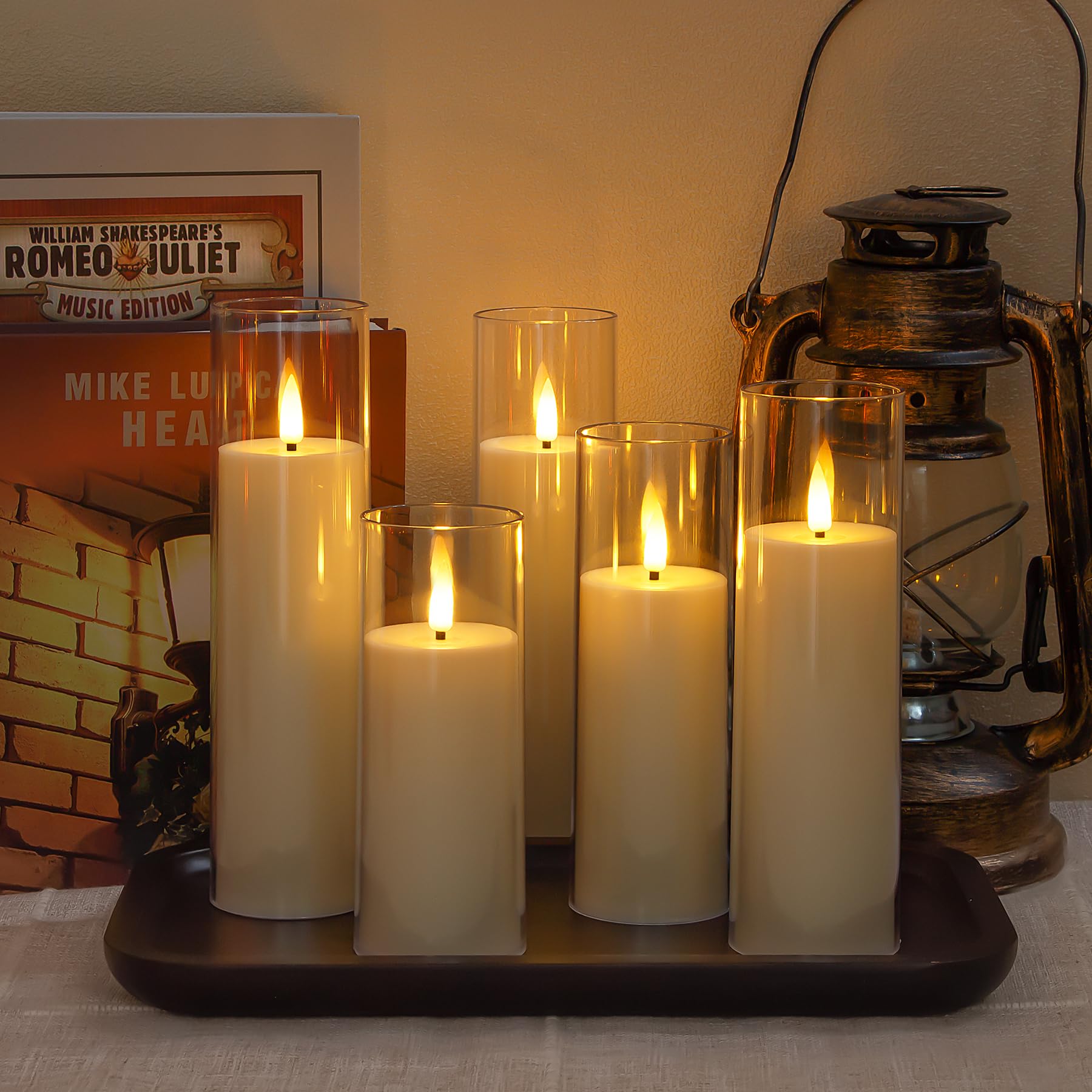 Yeelida Acrilico Candele LED tremolanti senza fiamma con telecomando e temporizzazione, a batteria 5,5cm x 12,5 15 17,5 20 20cm Candele in plastica per la decorazione della casa (lunga durata, avorio)