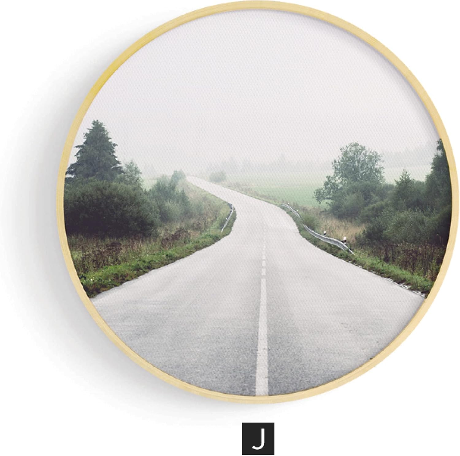 ZjBfddnmm Green Modern Minimalist Nordic Restaurant Decorative Painting Wood Round Office Wall Decoration Greenery Full Color/J /