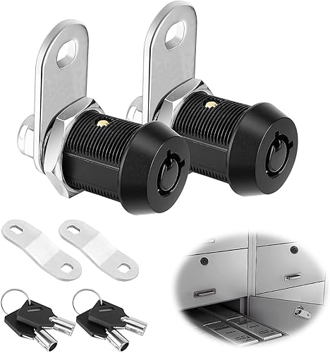 2 cerraduras tubulares de leva para automóvil, doble pieza de 78 pulgadas, CM1923-BK 42 rectas + 50 pines de aleación doblados con llave, accesorios