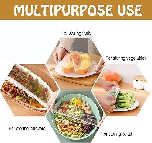 Miniatura 5 de Bolsas de conservación fresca, 100 fundas de alimentos, fundas elásticas reutilizables para almacenamiento de alimentos, sellado de plástico, tapas