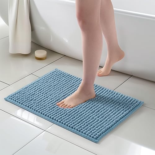 Miniatura 45 de FRESHMINT Alfombra de baño de felpilla Chunky Ombre 17"x24", pequeñas alfombras de baño suaves y absorbentes al agua para el piso del baño, gruesas
