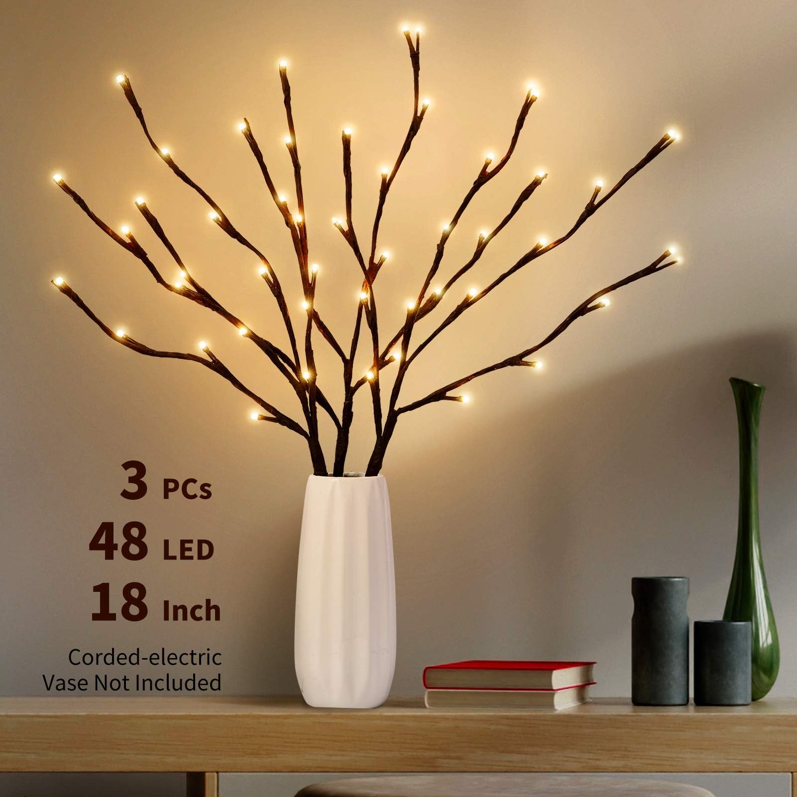 Pre-Lit LED Decorative Silver Birch Tree, Standing with Warm White Glow for Indoor Use (36 LED 60cm Silver Birch Tree)