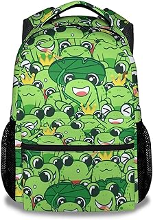 Mercuryelf Frog Backpack for Girls Boys, 16 Inch Green Backpacks for School Travel, Cute Lightweight Bookbag for Kids