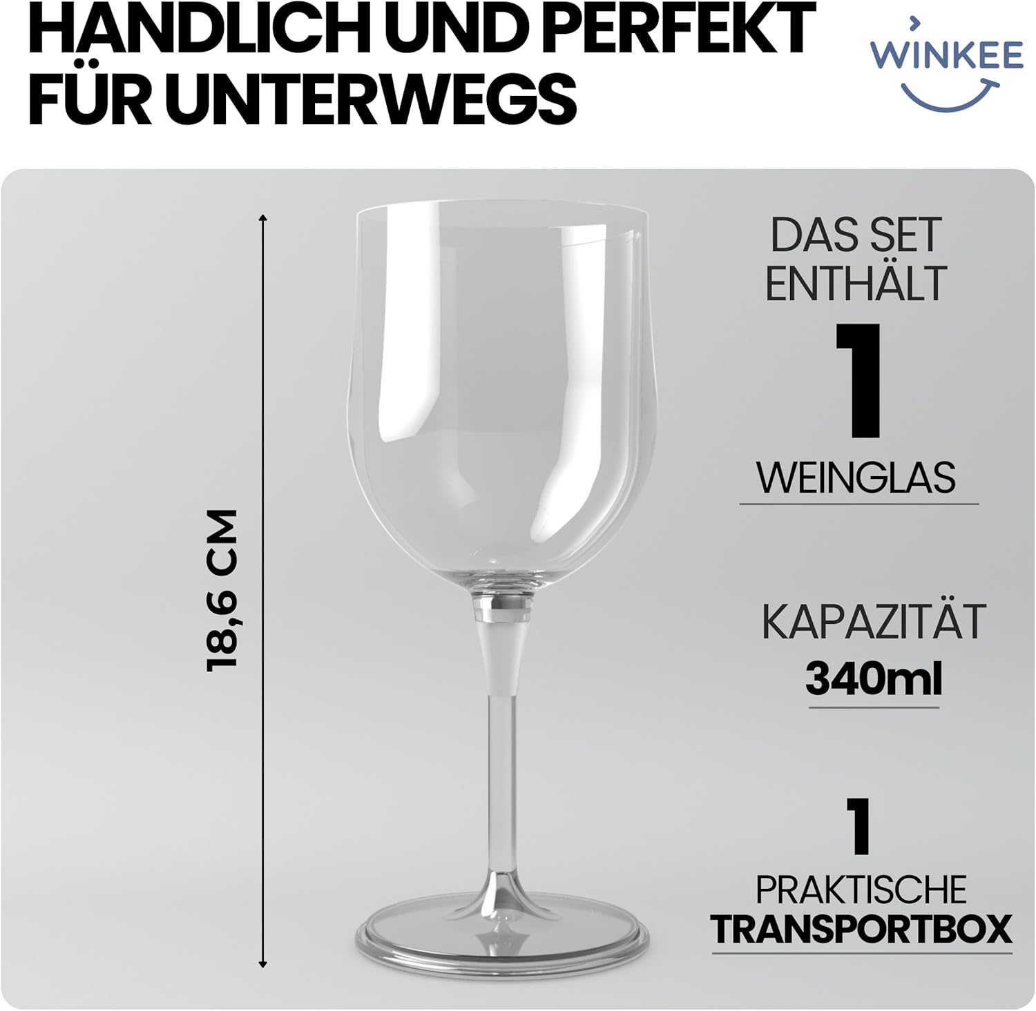 Winkee - Plastic wine glass to go I High quality plastic wine cup I To go for picknick I Approx. 11 oz