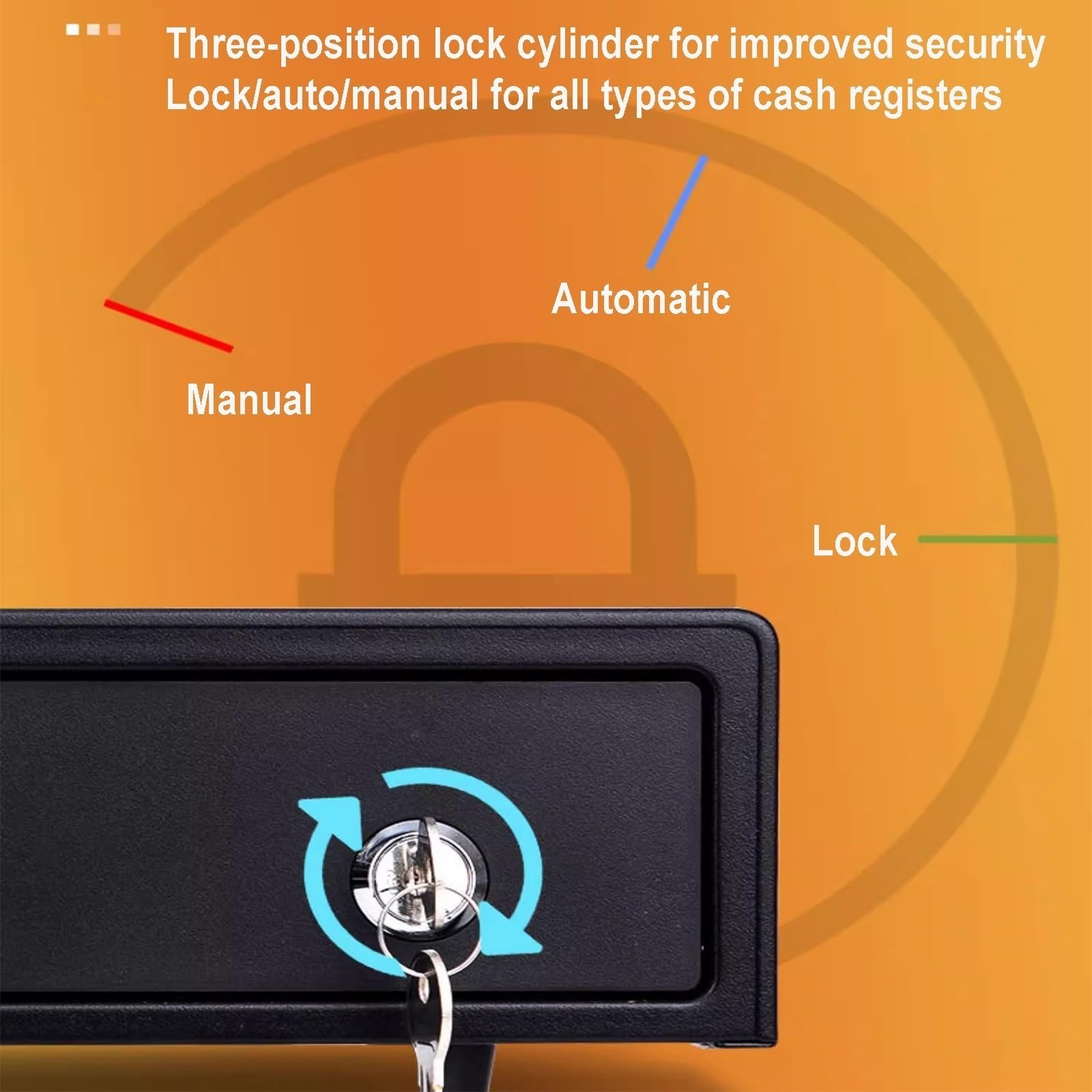 registrazione cassa con chiavi, cassetto cassa, Cassetto portadenaro con inserto, cassetto portadenaro con apertura a pressione manuale, cassetto portadenaro e portamonete, scomparto portamonete rimov