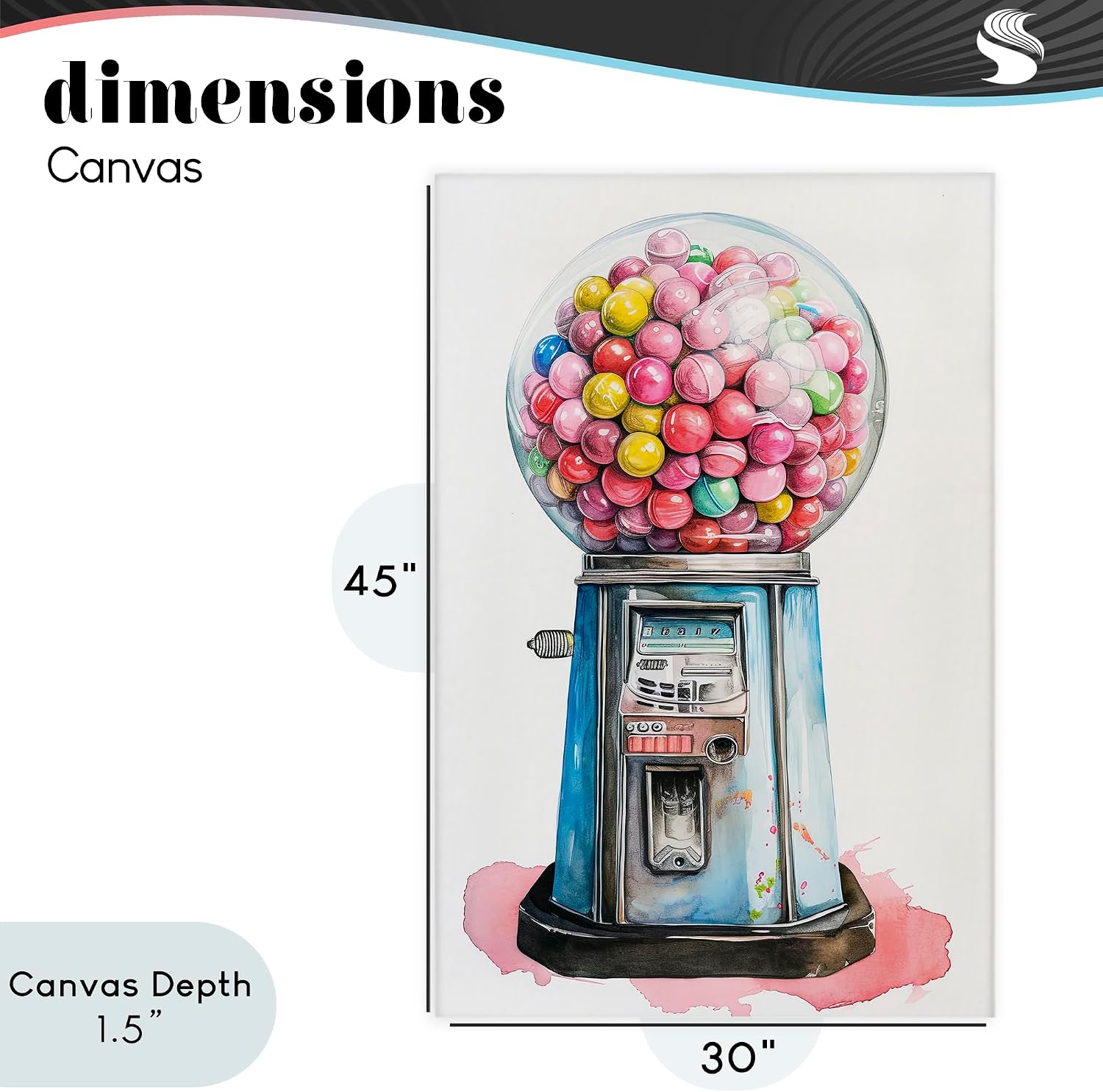 Stupell Industries 'Retro Gumball Machine', Canvas Art, 30 x 45 Inches, Easy to Hang and Sturdy, Made in USA, by Ray Powers