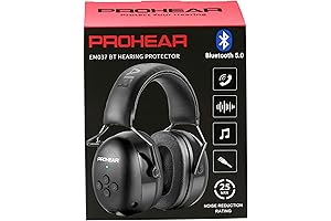 PROHEAR 037 Premium Ear Protection Headphones with Bluetooth 5.0 and Rechargeable 1100mAh...