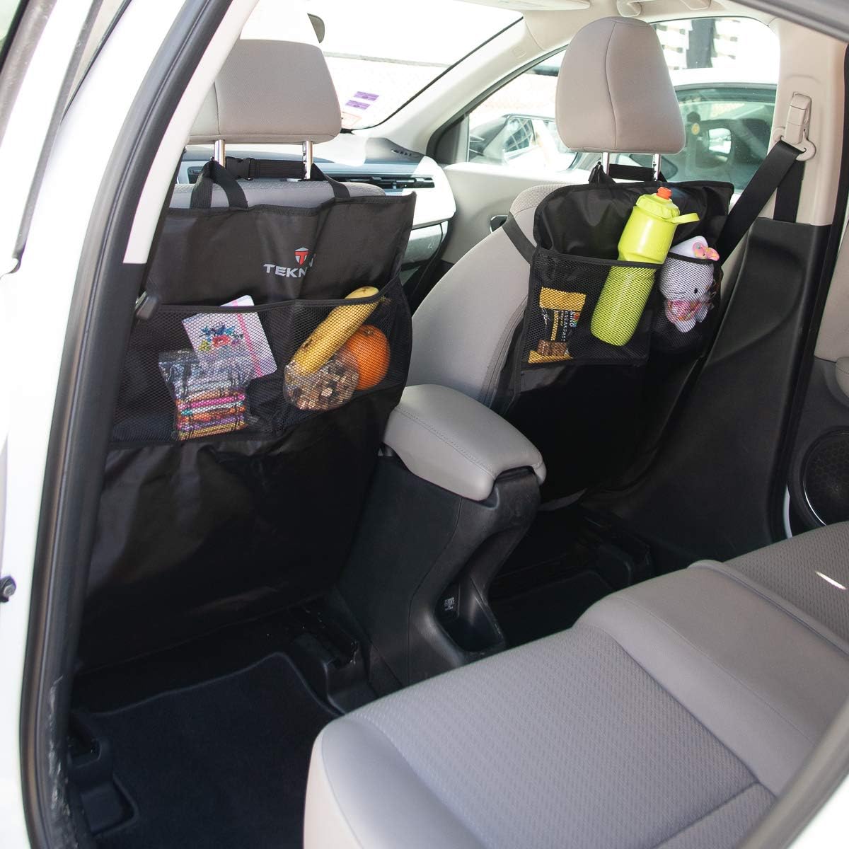 Teknon (2 Pack Car Seat Protector Kick Mats Backseat Organizer Car Seat Covers Kick Mat With Storage Pockets