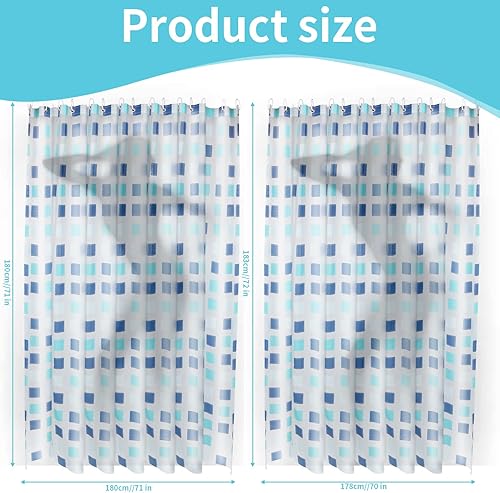 Miniatura 7 de Forro de cortina de ducha impermeable para servicio pesado, calibre 8, PEVA, secado rápido, con ojales de metal inoxidables y ganchos gratis,