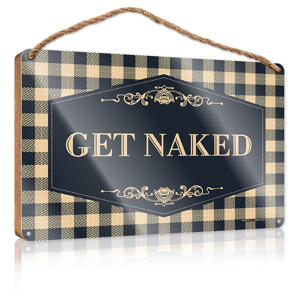 Farmhouse Decor Signs Get Naked Wooden Sign Gift For Boss Woman Fall Porch Sign(20X30CM)