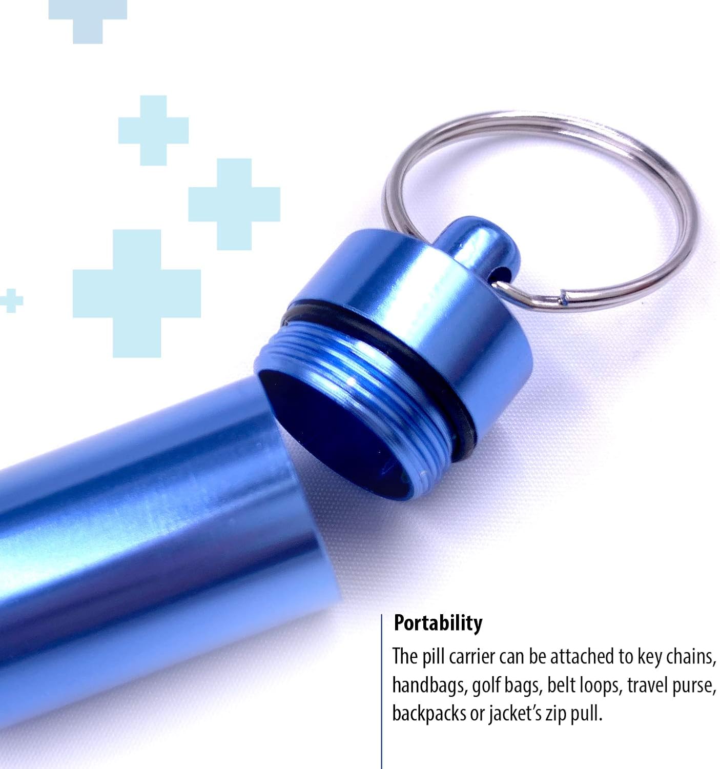5 Pack - Aluminum Keychain Medication Pill Box. Waterproof Portable Mini Travel Pill Boxes Medicine Vitamin Holder case. Bottle Container, Organizer, Dispenser, Reminder Weekly 7 Day, Daily, am pm