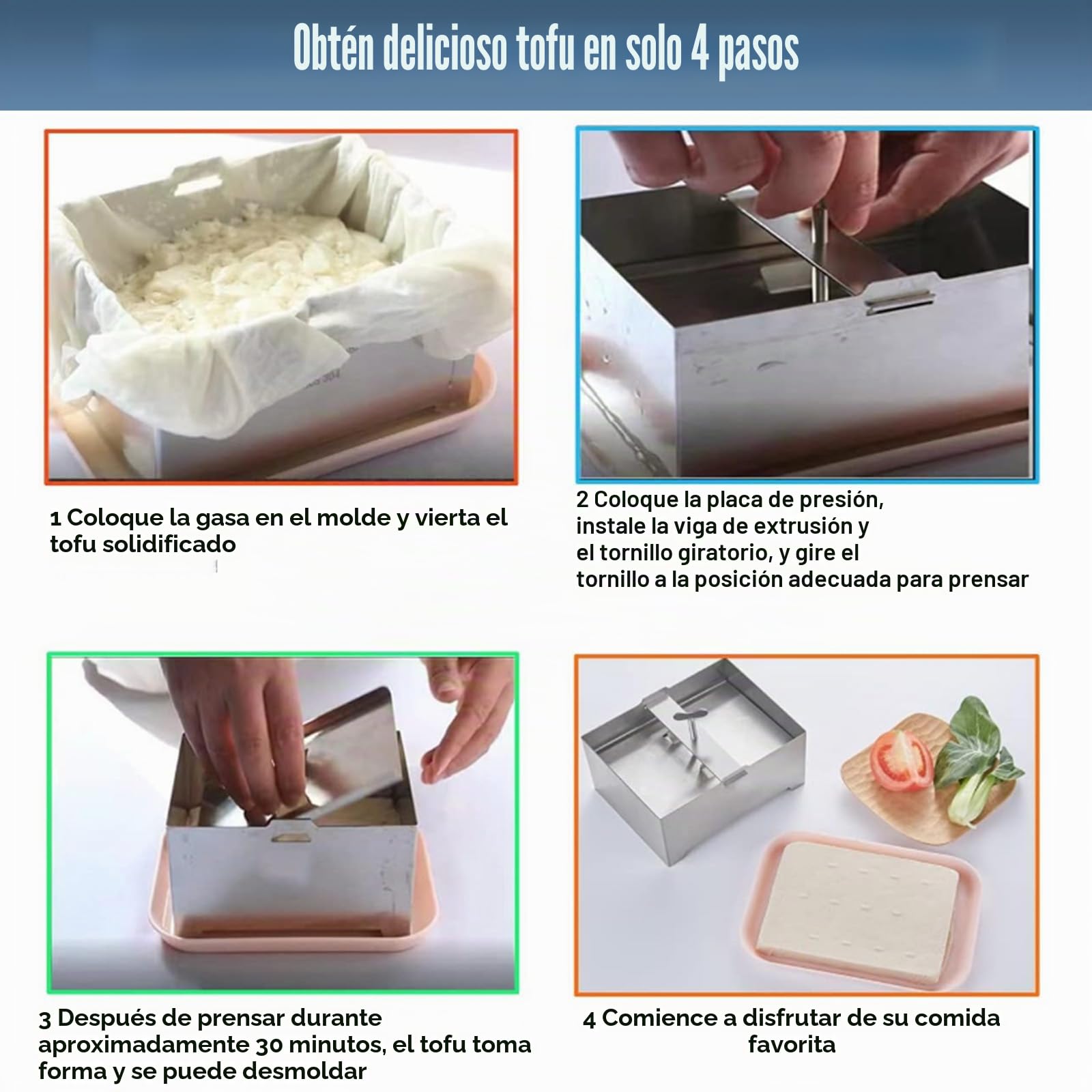 Prensa de tofu de acero inoxidable 304 con prensa de tofu y bandeja de goteo, prensa de queso multifuncional para vegetarianos o amantes del tofu, sin BPA y apta para lavavajillas (16 x 12 x 9