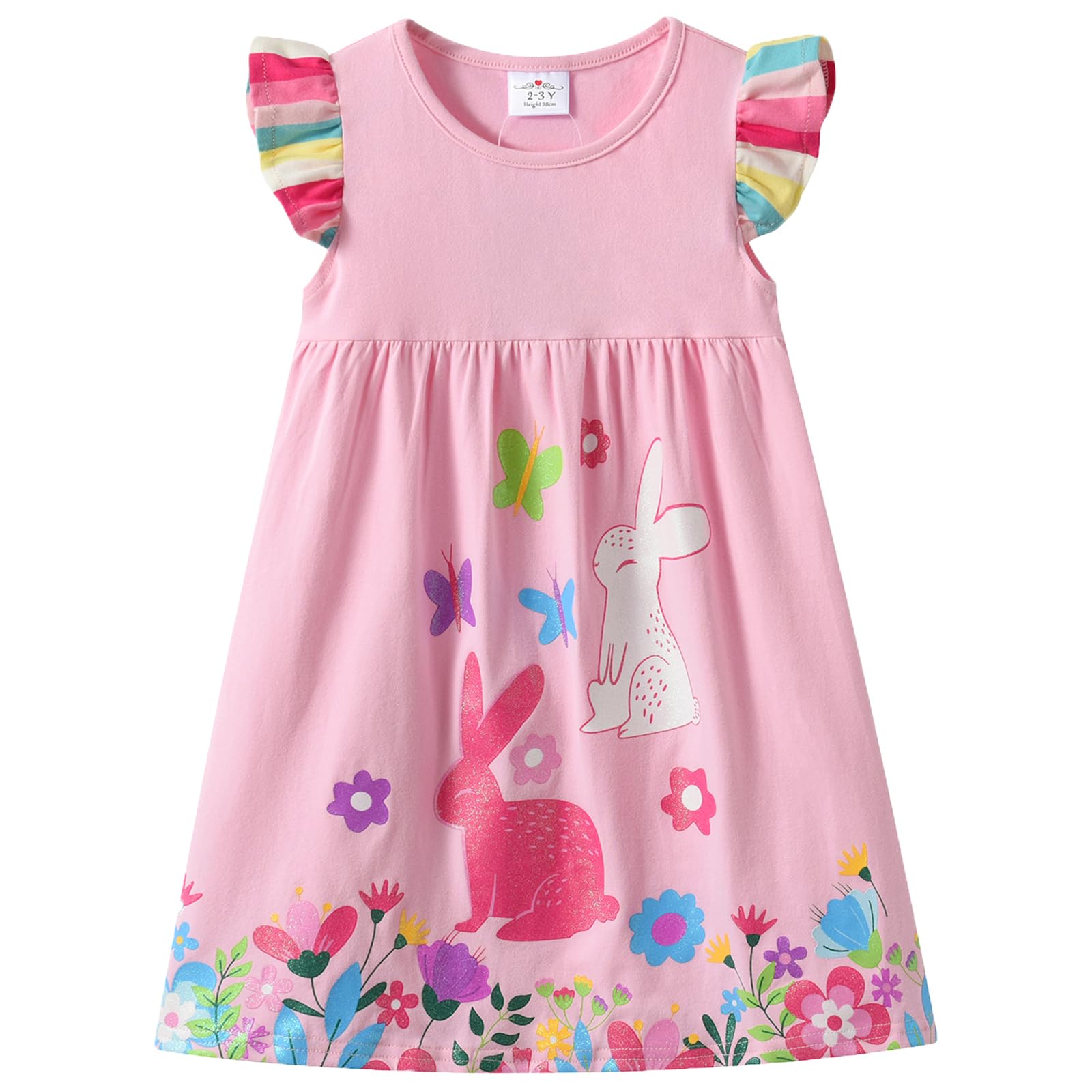 VIKITA Niñas Vestidos Algodón Animal Bordado Manga Larga Vestido para Niños — view 8