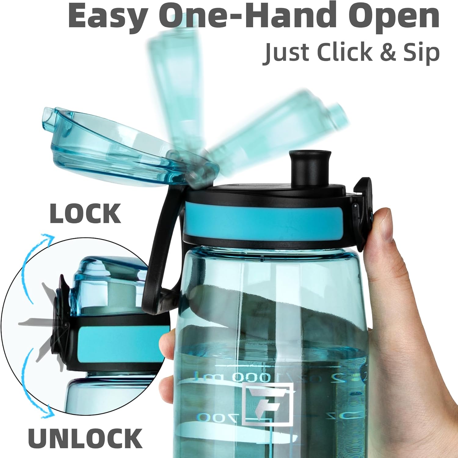 Fanhaw 32 oz Tritan Water Bottle with Chug Lid - Clear, BPA-Free, Lightweight, Wide Mouth, Leak-Proof, Perfect for Gym, Travel, School, Office, and Sports (Baby Blue) - Image 4