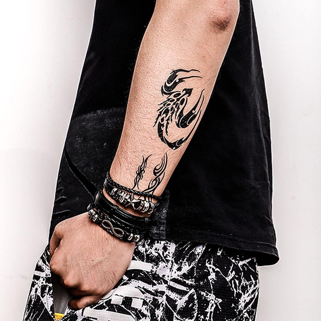 Manfnee Punk Bracelet Braided Leather for Men Women