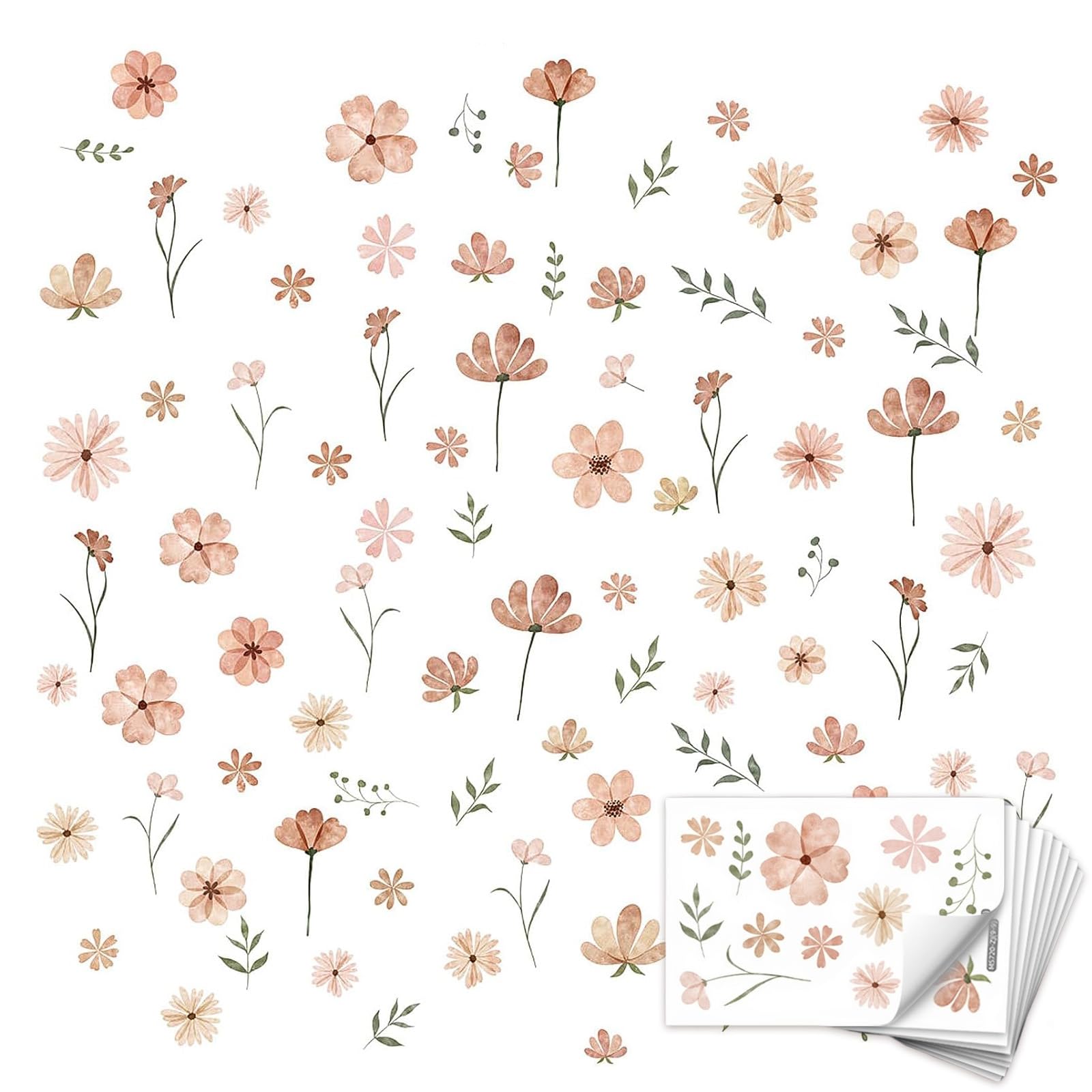 9PCS Flower Wall Stickers – Daisy Wall Decals in Boho Style – Wall Stickers for Bedrooms and Living Room Decor