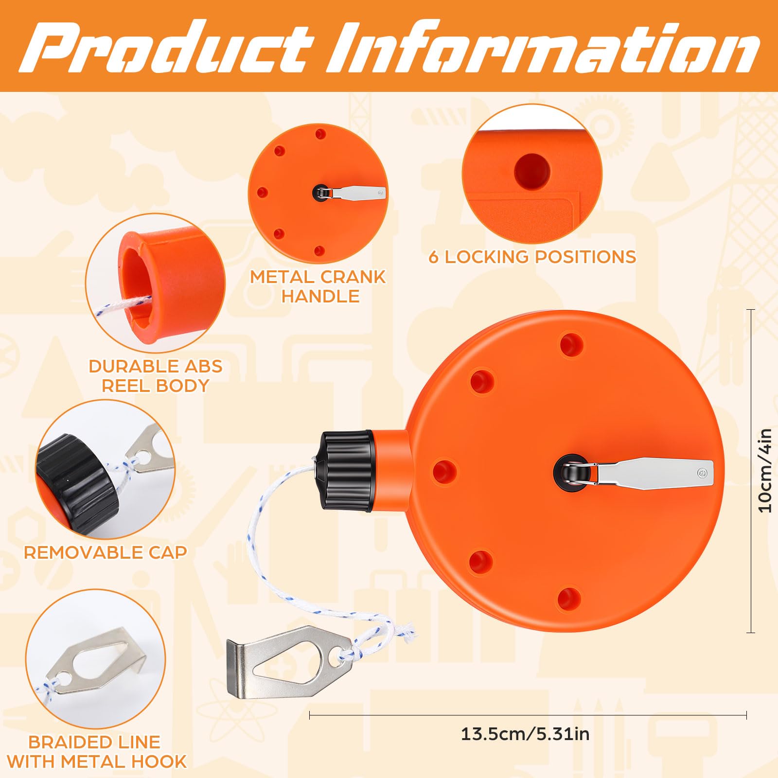 AmazingSpark 1 Chalk Line Tool for Building 100 ft, Orange — Amazon image 2