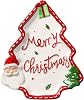10.3 Inches Snacks Appetizer Trays Set, Christmas Tree Dessert Serving Dishes, Snack Platter, Food Cereal Salad Bowl, Santa Claus High Relief Bowl Ceramic Plate