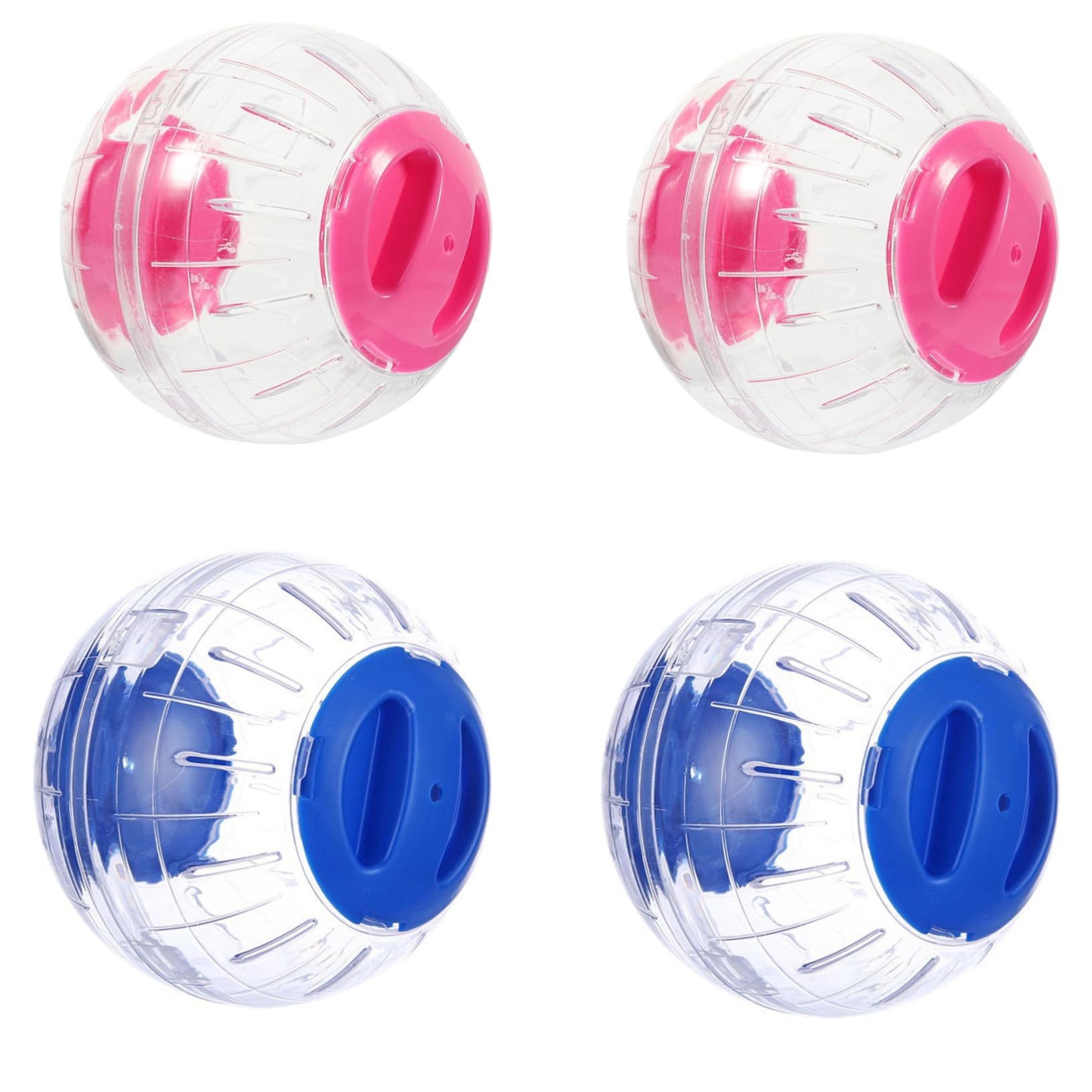FRCOLOR 4 Pièces Boule Exercice Transparente Silencieuse pour Petits Animaux Roue de Course pour Hamster Souris Gerbille et Petit Mammifère avec Système Anti-évasion Légère et Portable