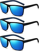 3Pcs Blue Coated Polarized Sunglasses for Men, Lightweight Sun Glasses with UV Protection for Driving Fishing Golf, Frame width 5.51 inch