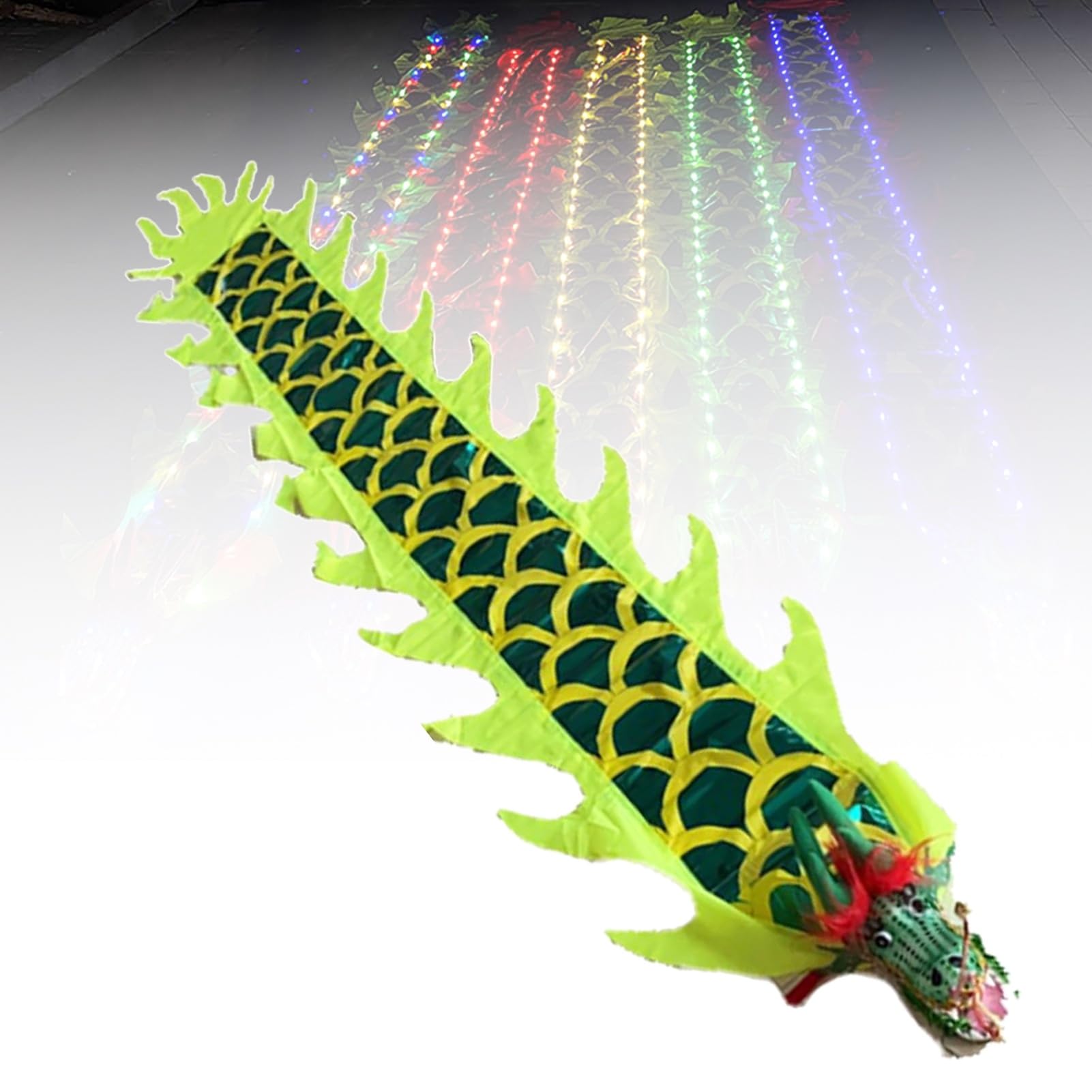 Poi Dragon LED vert de 5M avec banderole en tissu pour fitness