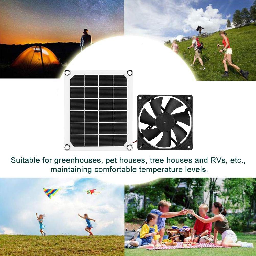 Ventilador de 120mm, Ventilador de Escape, Ventilador de Escape con Energía Solar, 6V 10W, Mini Ventilador de Energía de Panel Solar, Para el ático del Hogar, Invernadero, Casa de Pollo