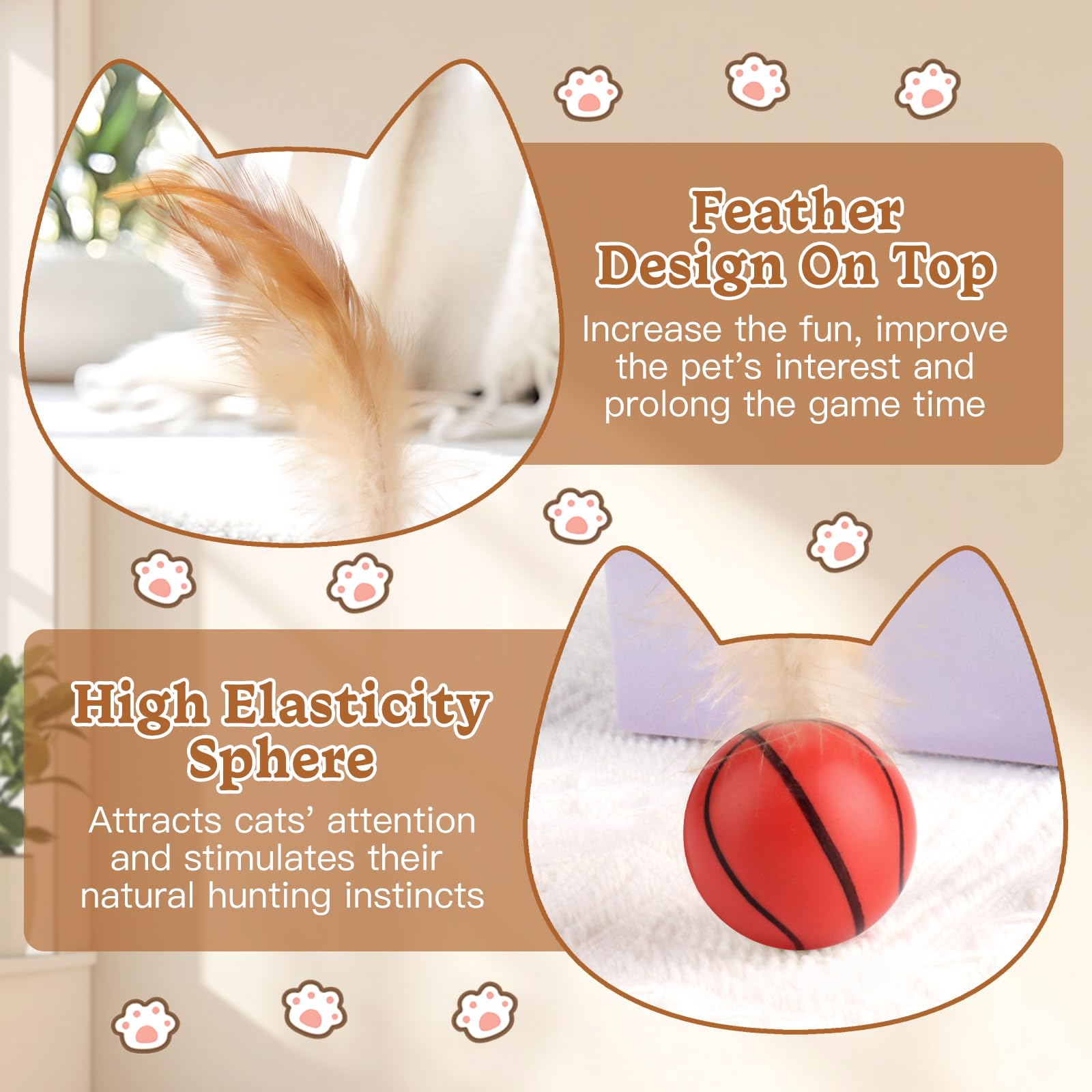 Pack of 5 Interactive Shuttlecock Toys for Cats Cat Ball with Feather - Image 3