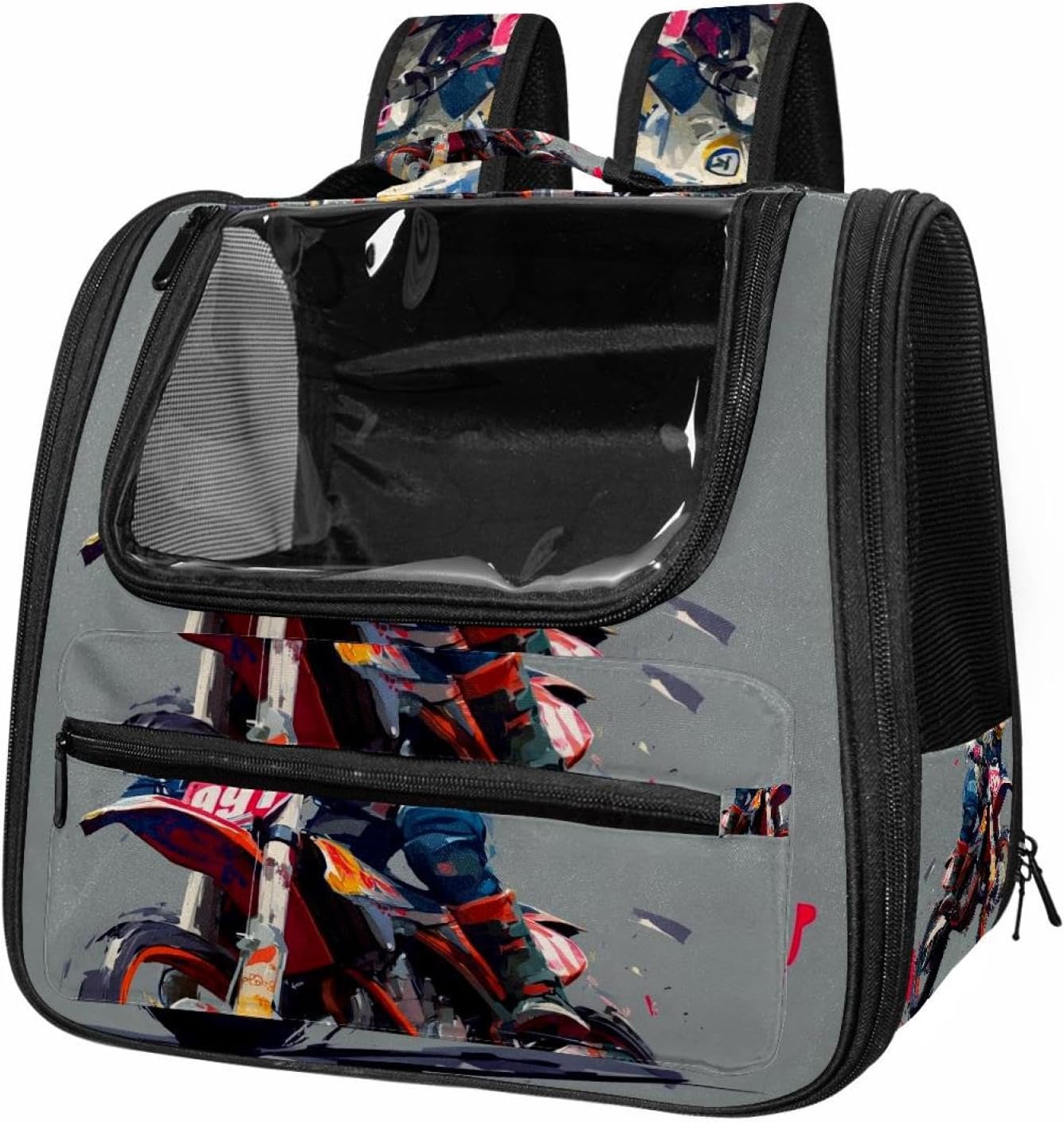 Portable Travel pet Backpack Carrier Hamster Bag Small Dog cat Carrier Breathable Hang Bag, Mandala Floral Blue Dark (3)