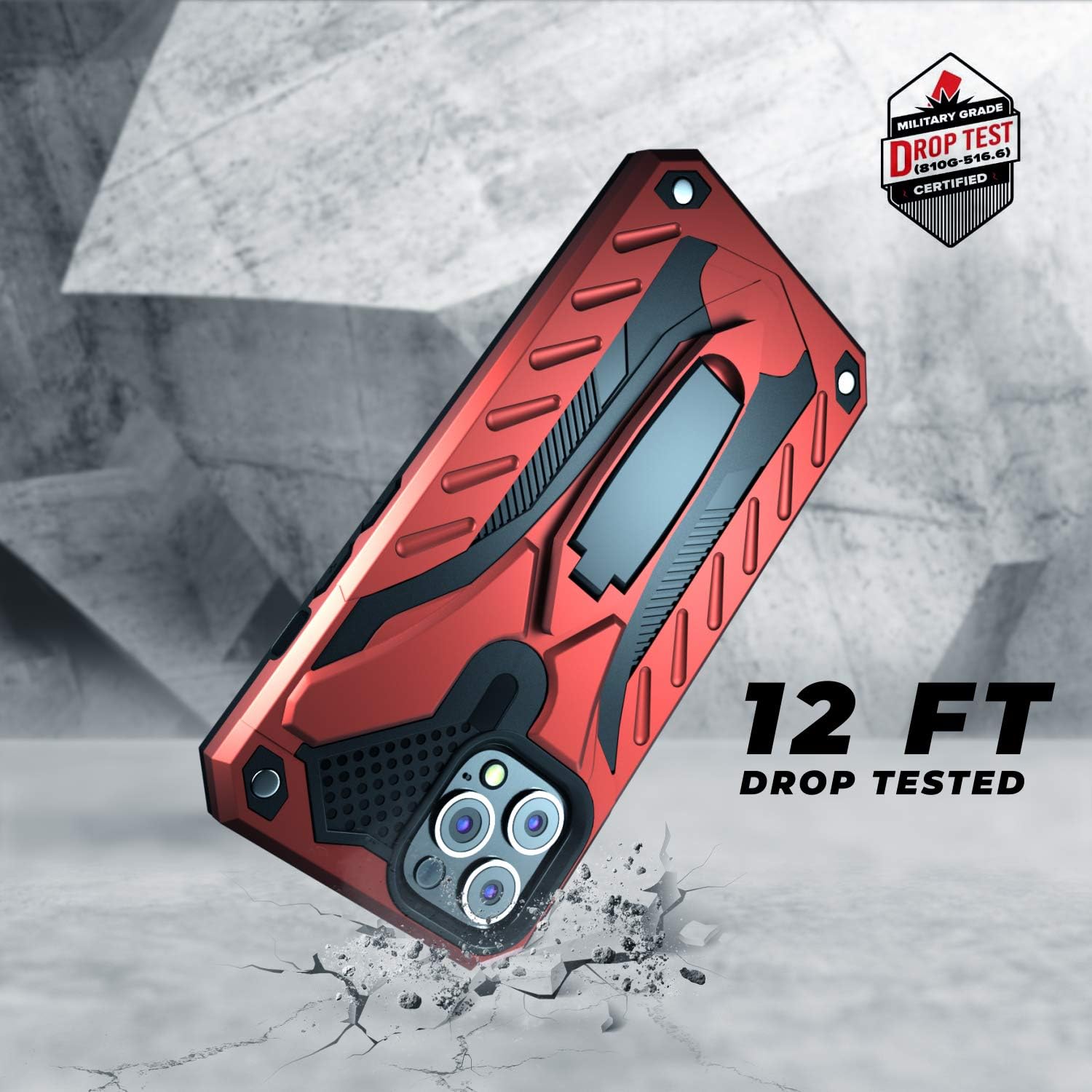 Kitoo Designed for iPhone 11 Pro Max Case with Kickstand, Military Grade 12ft. Drop Tested - Red