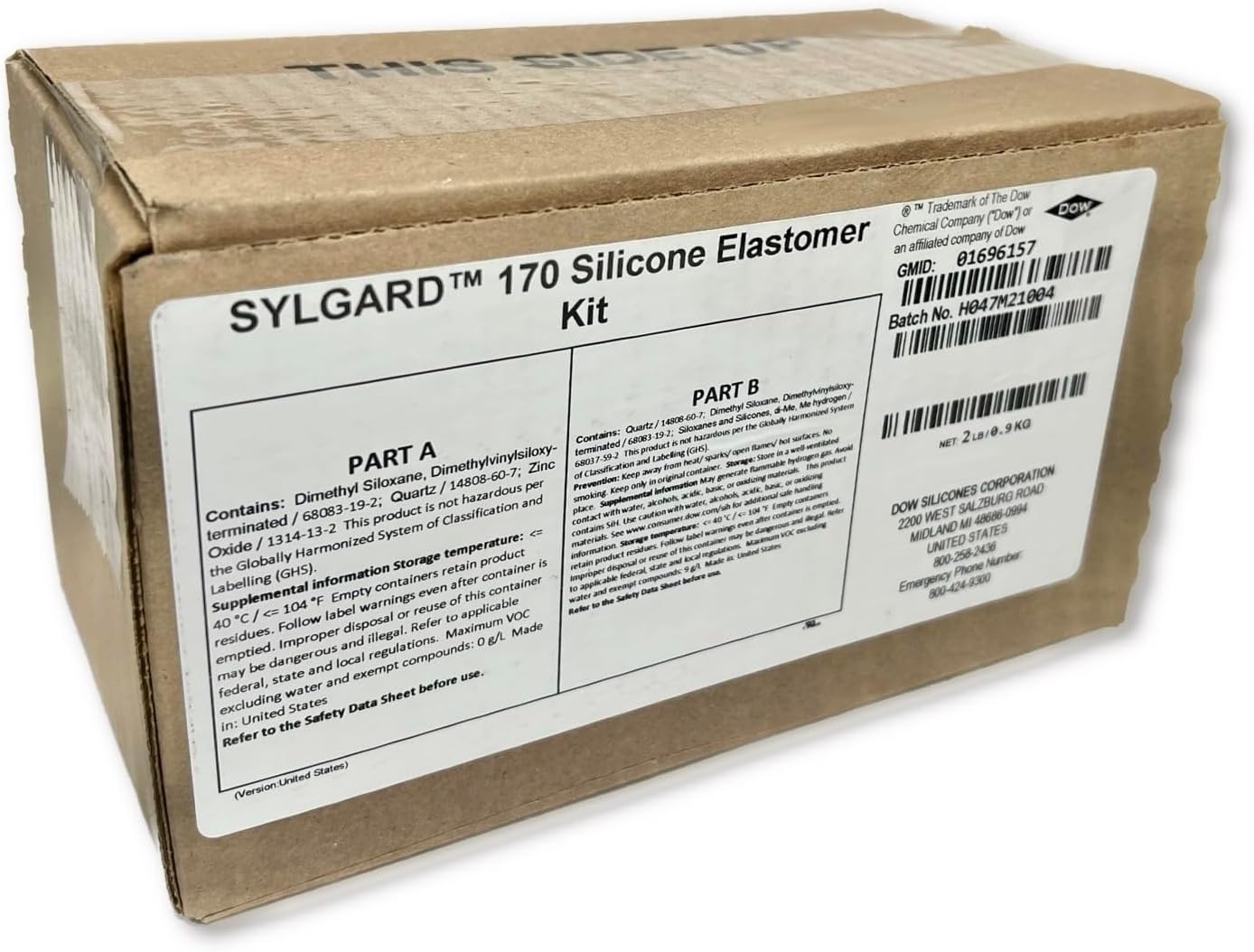 Dow Sylgard 170 Silicone Elastomer Encapsulant Kit, Two-Part 1:1, Black, 2 lbs. (0.9 Kg)