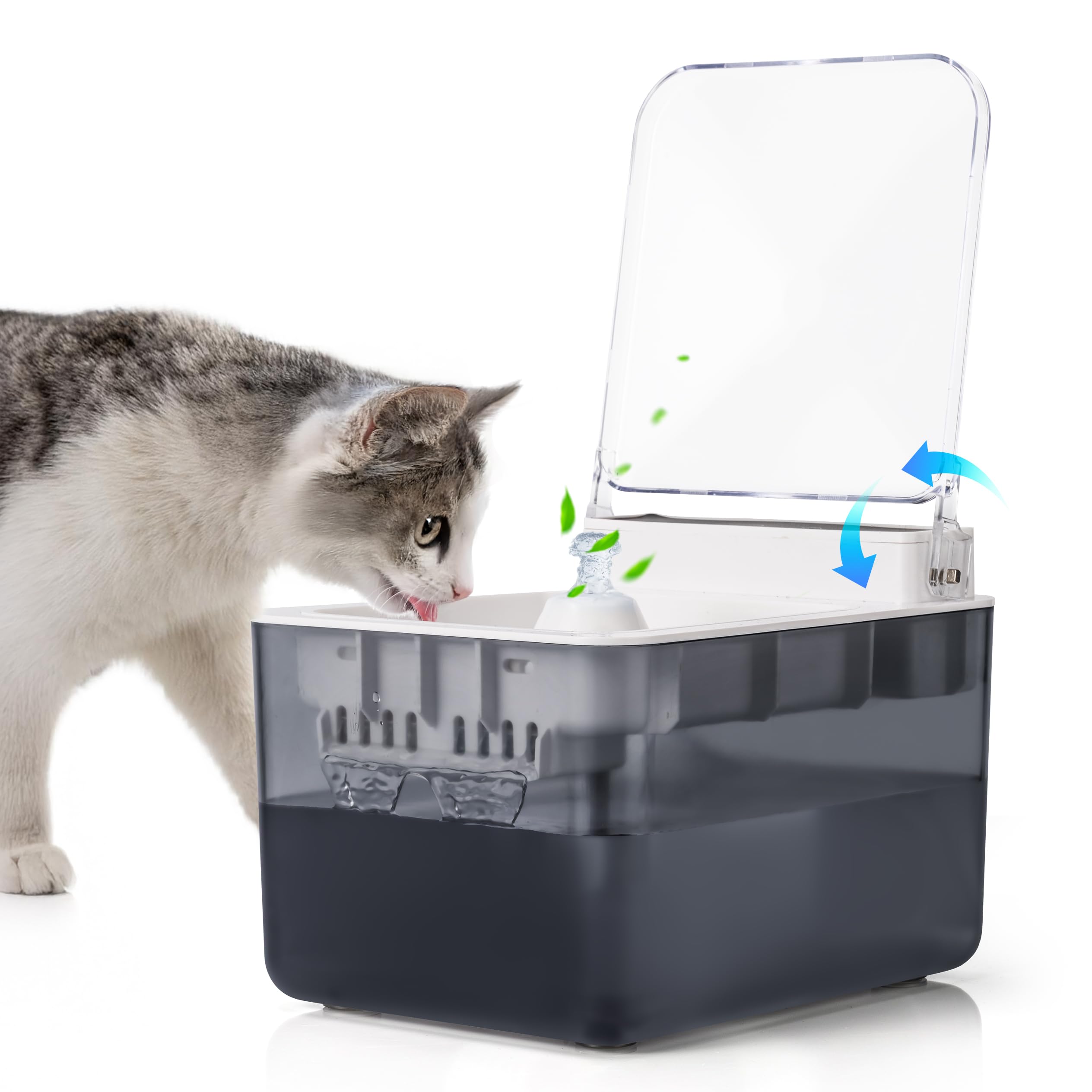 BUMUBI Cat Water Fountain Pet Water Dispenser Automatic Kitty Spout Flip Lid Water Fountain 106oz/3L Cordless Battery Operated for Small Dogs for Drinking Indoor with Motion Sensor Quiet Water Pump