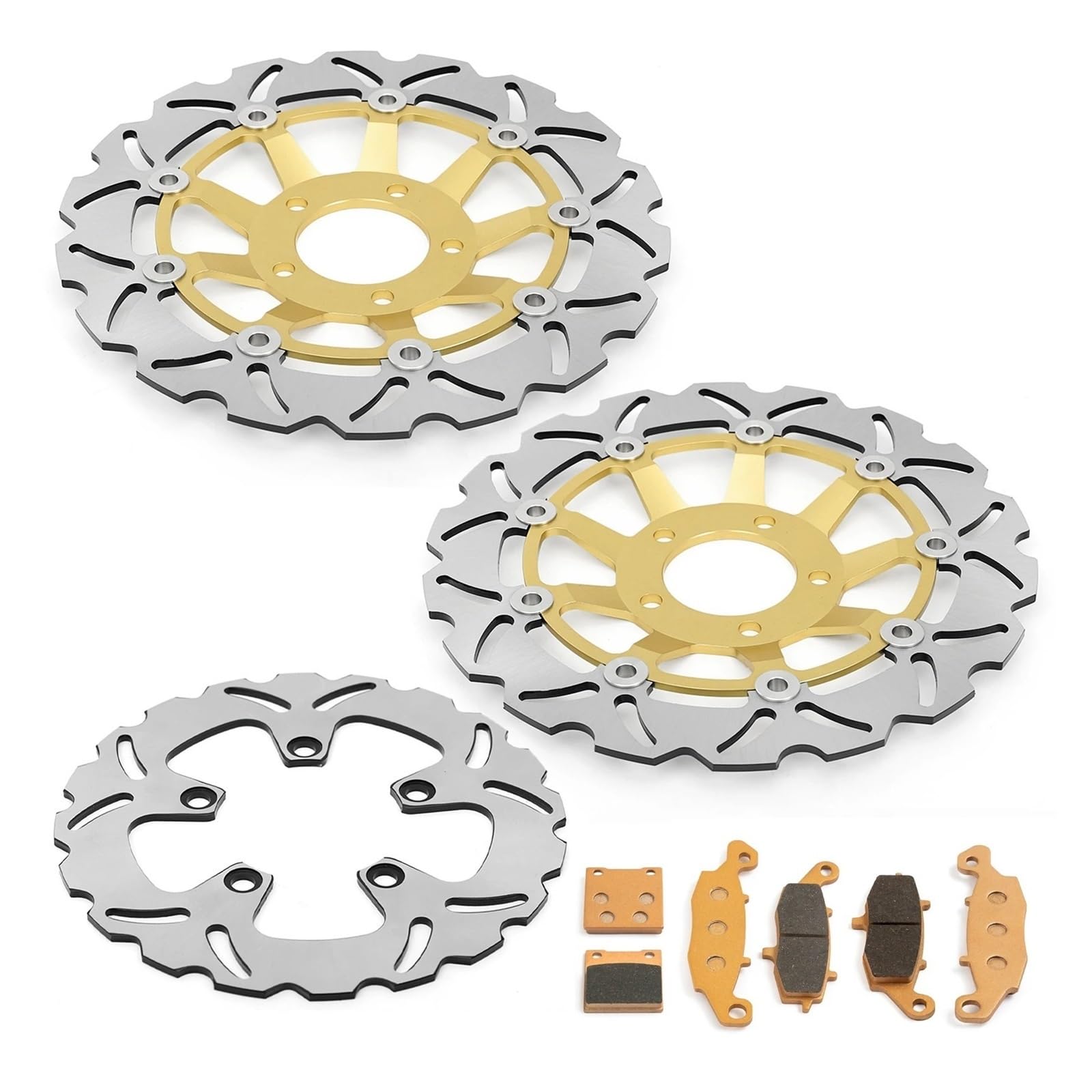 przednia tylna tarcza hamulcowa Pasuje Do Suzuki Bandit GSF 600 / S 00 01 02 03 04 GSX750F 98-02 SV 650 1999-2002 Przednie Tylne Tarcze Dyski Wirniki Klocki(Gold)