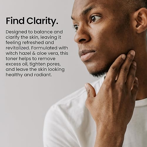 Miniatura 3 de Tónico facial para hombre | Tónico diario natural mejora la tez facial de los hombres | Limpieza de poros astringente facial con hamamelis y aloe