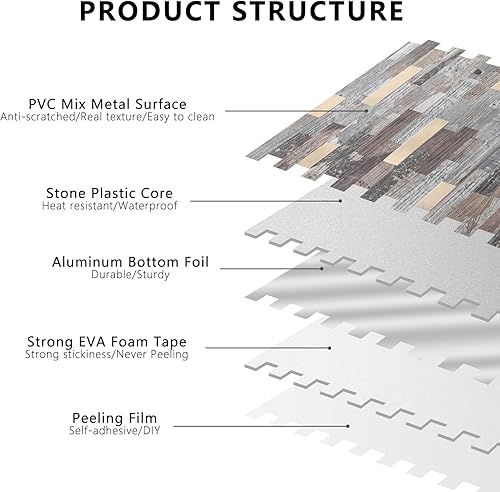 Miniatura 6 de STICKGOO - Loseta en muro para despegar y pegar, azulejos de pared de cloruro de polivinilo para pegar, loseta en muro para cocina (10 láminas,