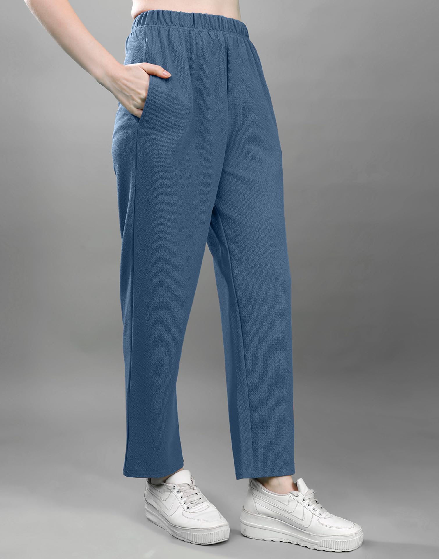 Selvia Women's Tops and Trouser Co ord Set, Lycra dress for woman Stylish (707CTK11671N-XL_Steel Blue) 4