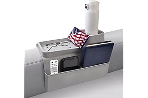 Accessory-filled Couch Cup Holder Tray with Handy Pockets
