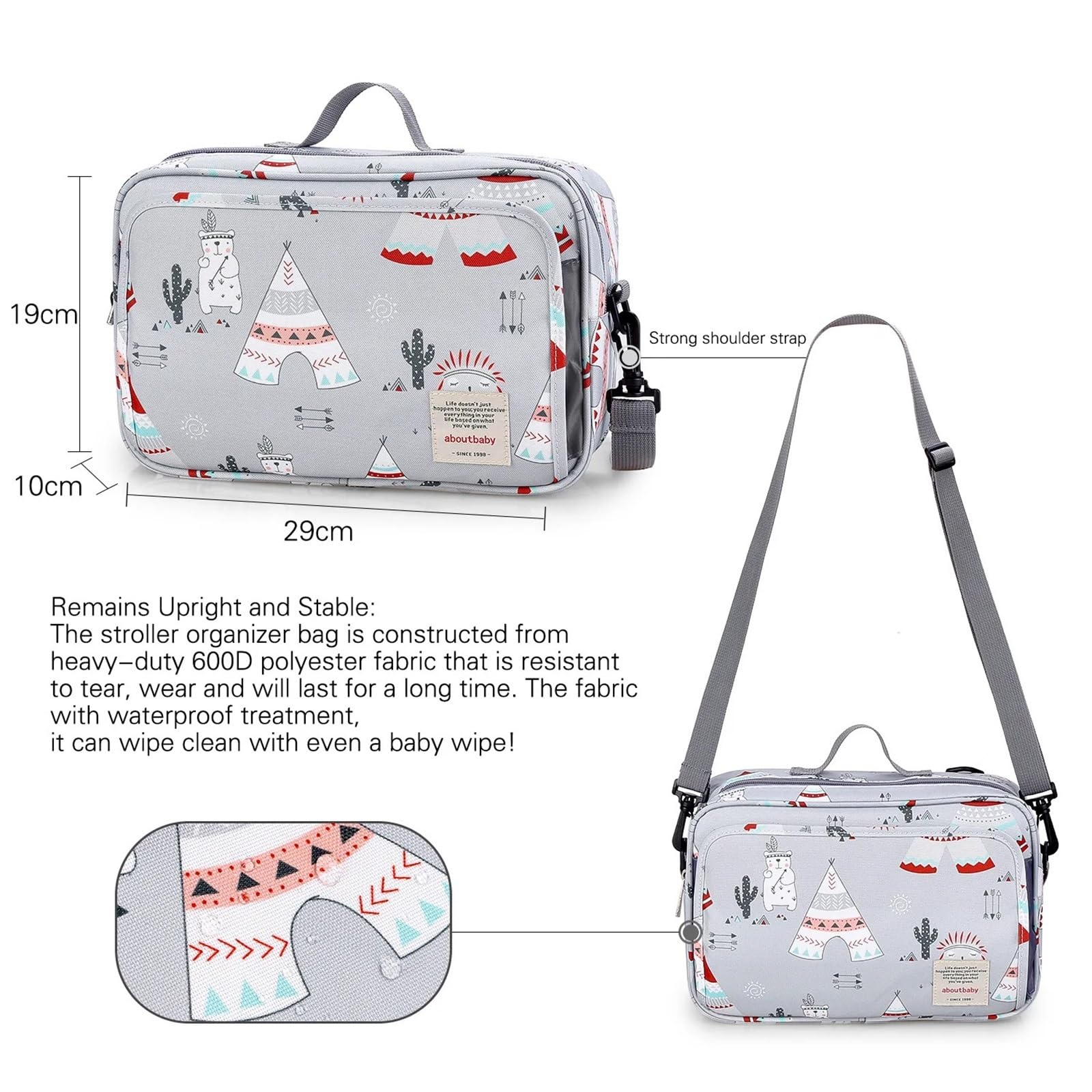 Wickeltasche wasserdichte Kinder-Mumientaschen, modische Drucke for Wiederverwendbare Umstands-Wickeltaschen, Wetbags mit Doppelgriff(Square)