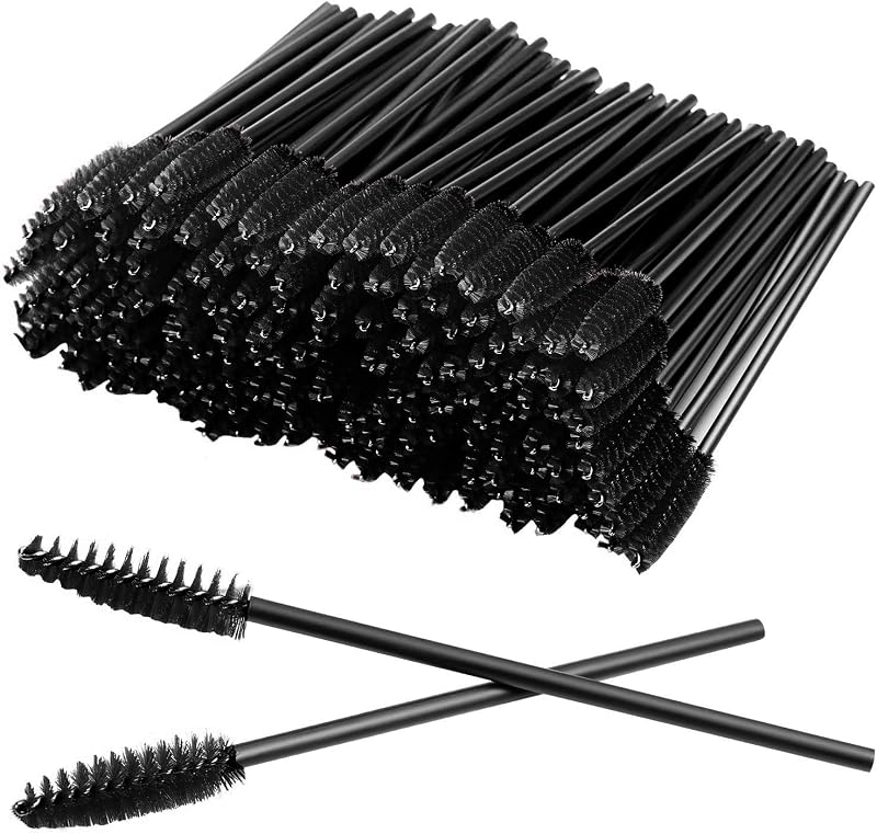 100 cepillos desechables para pestañas y maquillaje (negro)