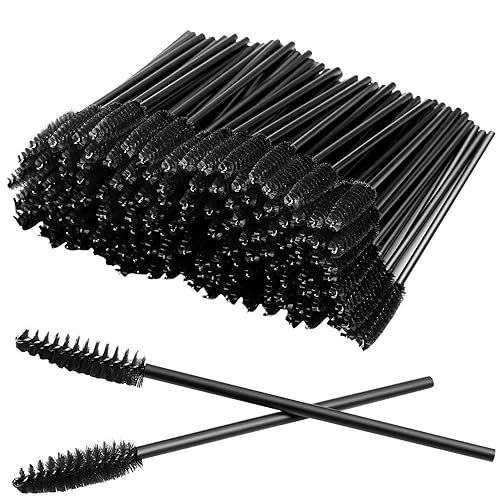 GUMIKE - 100 piezas de cepillos desechables para pestañas y maquillaje, para extensión de pestañas y cejas (negro)