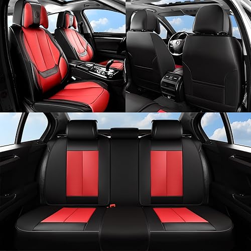 Miniatura 141 de Coverado - Fundas para asientos delanteros de automóvil, 2 piezas - Cojín de piel Nappa, protectores impermeables de ajuste universal para sedanes