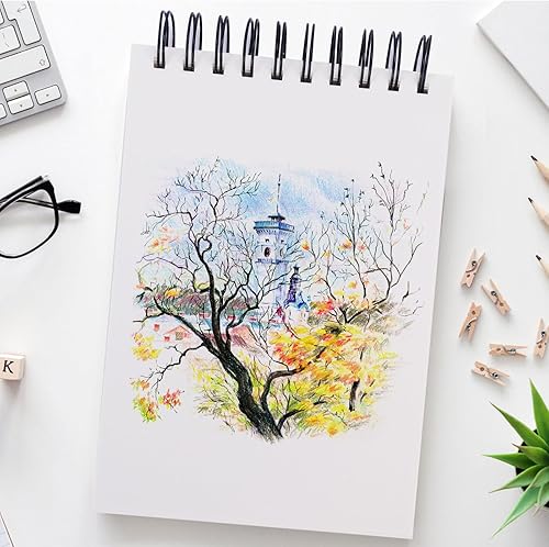 Miniatura 4 de Cuaderno de bocetos, cuaderno de bocetos de 5.5 x 8.5 pulgadas con 60 hojas (68 libras100 gsm), 1 bloc de dibujo sin ácidos, bloc de dibujo para