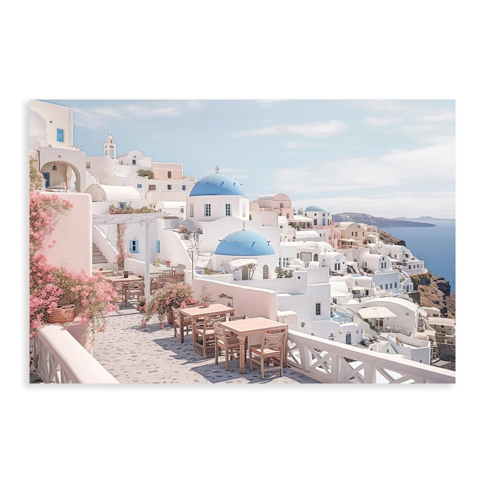 Bareronor Santorini Street Canvas Poster Bedroom Decor Landscape Office Room Decor Gift 24" L X 36" W