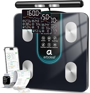 Arboleaf CS10K Smart Scale: 8-Electrode Dual-Frequency BIA, 7-in-1 Display, 50+ App Metrics for Precise Body Composition Analysis