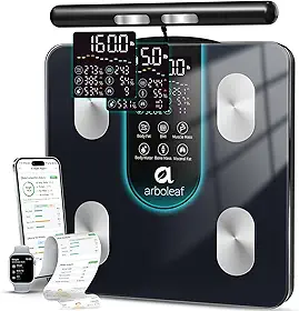 arboleaf Balança Digital Corporal com Bioimpedância, 50+ Métricas Balança de Bioimpedância Inteligente, Balanca Digital de Chao, Balança de Banheiro com BIA de Dupla Frequência e 8 Eletrodos Bluetooth