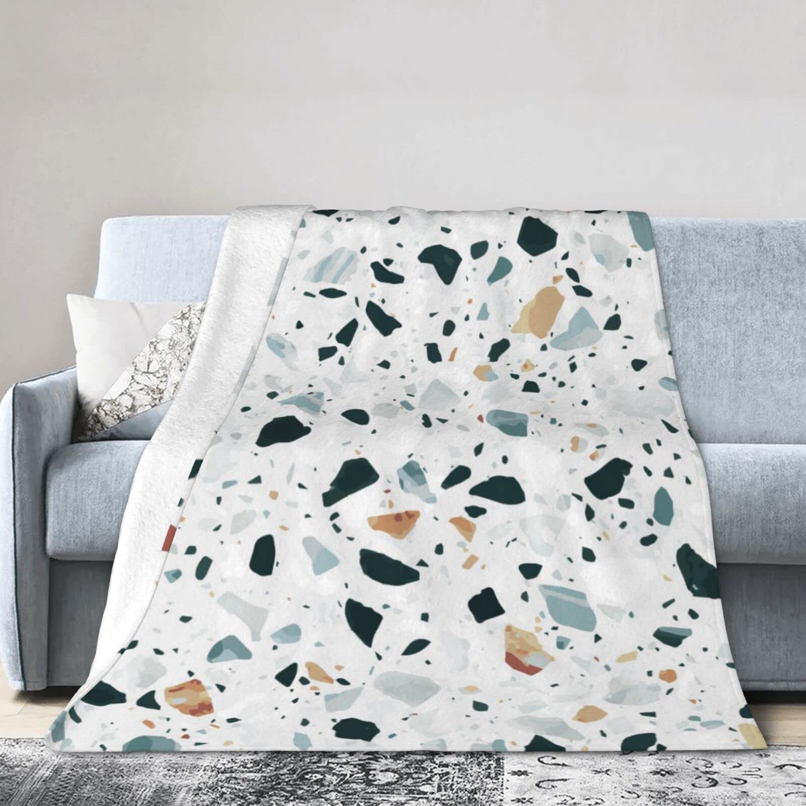 Couverture polaire pastel Terrazzo en microfibre douce pour lit et canapé