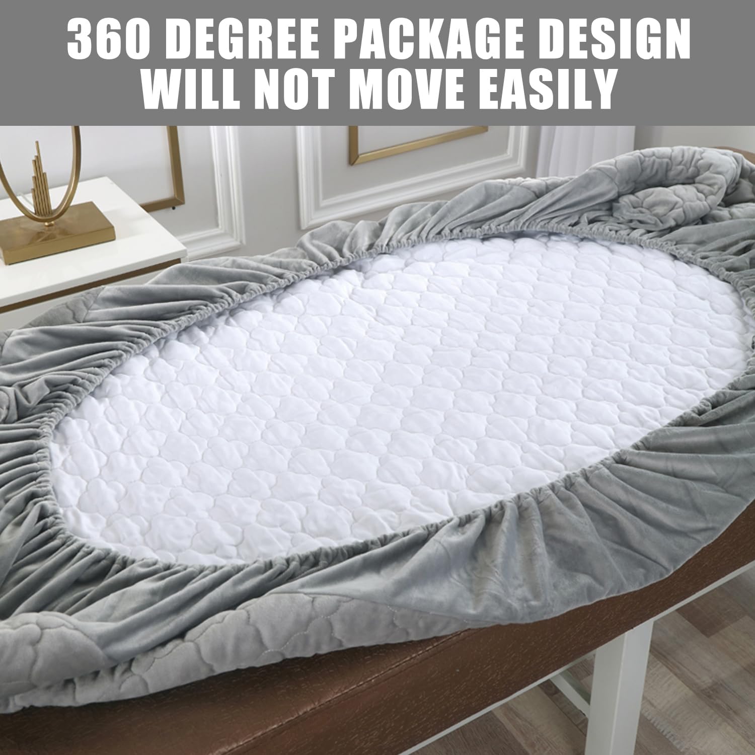 Massage Bed Cover with Face Hole Crystal Velvet Massage Table Sheet Beauty Salon Bed Sheet Washable Beauty SPA Cover Elastic Cord 360° Wrap for Tattoo,Grey,(S)70 * 185cm