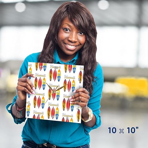 Miniatura 5 de 3dRose Wall Clock Silent - 10 inch - Pattern of Hawaiian Retro Surfboards. - Creative Studios - Hawaii